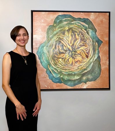 Nicole Shannon with Rare Rose painting